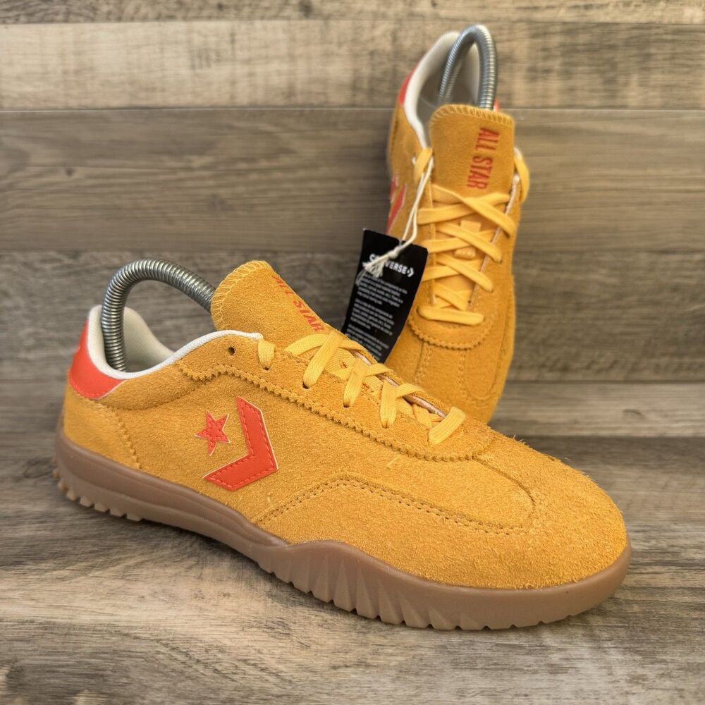 Converse Run Star Trainer Suede Sneakers Mustard Yellow Gum Sole Unisex